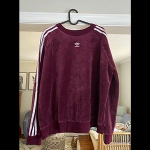 ADIDAS XL MAROON VELOUR CREW HOODIE